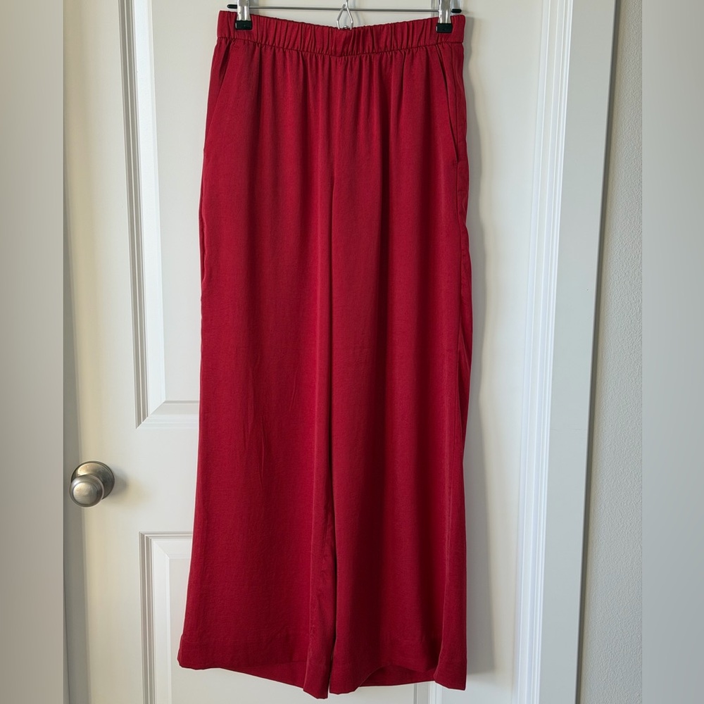Banana Republic Factory Satin Red High Rise Wide Leg Pants-Romantic Evening-S